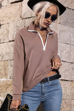 Load image into Gallery viewer, Contrast Quarter-Zip Knit Top