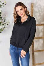 Load image into Gallery viewer, Double Take Half Buttoned Collared Neck Sweatshirt with Pocket