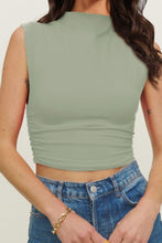 Load image into Gallery viewer, Mock Neck Ruched Cropped Tank