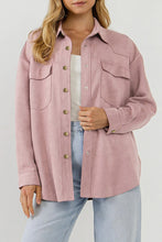Load image into Gallery viewer, Suede Snap Front Dropped Shoulder Jacket