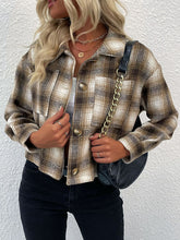 Load image into Gallery viewer, Plaid Button-Up Dropped Shoulder Shacket