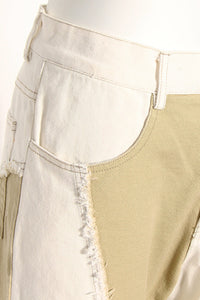 Contrast Frayed Detail Flare Jeans