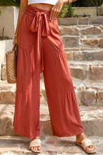 Load image into Gallery viewer, Tie Front Smocked Tiered Pants