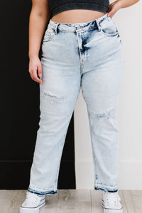 RISEN Full Size Stella Acid Wash Distressed Straight Jeans