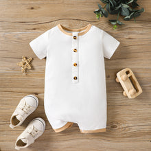 Load image into Gallery viewer, Round Neck Buttoned Short Sleeve Jumpsuit