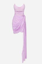 Load image into Gallery viewer, Strapless Ruched Cascading Detail Dress