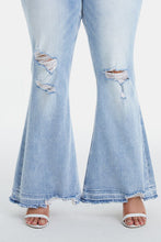 Load image into Gallery viewer, BAYEAS Full Size Distressed Raw Hem High Waist Flare Jeans