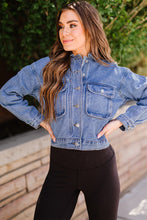 Load image into Gallery viewer, Button Down Collared Neck Denim Jacket