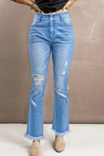 Load image into Gallery viewer, High Waist Distressed Raw Hem Jeans