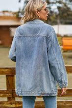 Load image into Gallery viewer, Buttoned Collared Neck Denim Jacket with Pockets