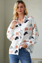 Load image into Gallery viewer, Hat Print Collared Neck Long Sleeve Shirt