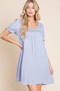 HEYSON Full Size Scenic Overlook Puff Sleeve Embroidered Mini Dress