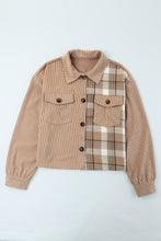 Load image into Gallery viewer, Plaid Corduroy Dropped Shoulder Jacket
