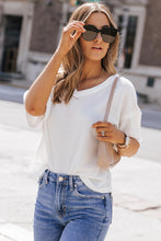 Load image into Gallery viewer, Waffle-knit V-Neck Dropped Shoulder Blouse