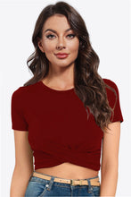 Load image into Gallery viewer, Round Neck Short Sleeve Crisscross Tee