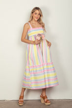 Load image into Gallery viewer, VERY J Striped Woven Smocked Midi Cami Dress