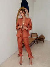 Load image into Gallery viewer, One-Button Blazer and Ankle-Tie Pants Set