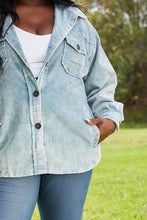 Load image into Gallery viewer, Zenana Corn Maze Full Size Vintage Washed Corduroy Shacket in Blue Grey