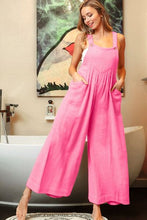 Load image into Gallery viewer, BiBi Ruched Wide Leg Overalls with Pockets