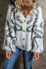 Load image into Gallery viewer, Printed Button Up V-Neck Long Sleeve Cardigan