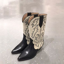 Load image into Gallery viewer, Embroidered Stitch Block Heel Cowboy Boots