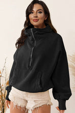 Load image into Gallery viewer, Zip-Up Dropped Shoulder Hoodie