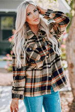 Load image into Gallery viewer, Double Take Plaid Button Front Shirt Jacket with Breast Pockets