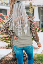 Load image into Gallery viewer, Leopard Waffle Knit Notched Neck Top