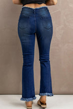 Load image into Gallery viewer, High Waist Distressed Raw Hem Jeans