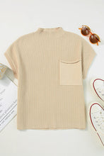 Load image into Gallery viewer, Ribbed Mock Neck Short Sleeve Knit Top