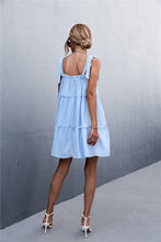 Load image into Gallery viewer, Tie-Shoulder Frill Trim Mini Dress