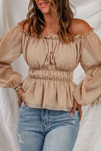 Load image into Gallery viewer, Frill Trim Off-Shoulder Elastic Waist Blouse