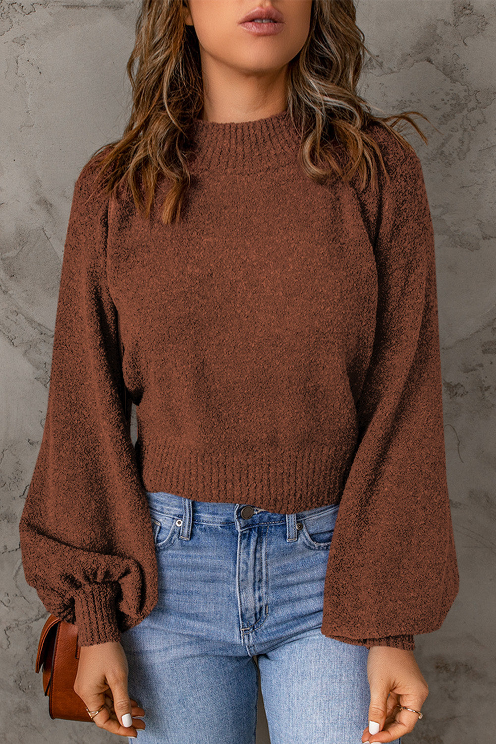 Ribbed Trim Balloon Sleeve Sweater – The Cactus Brand