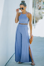 Load image into Gallery viewer, Cropped Tie-Back Cami and Split Pants Set