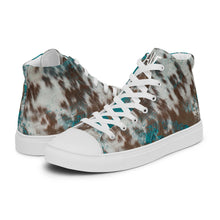 Load image into Gallery viewer, Turquoise Cowhide Junkie high top canvas shoes